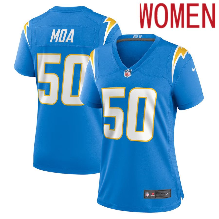 Women Los Angeles Chargers 50 David Moa Nike Powder Blue Home Game Player NFL Jersey